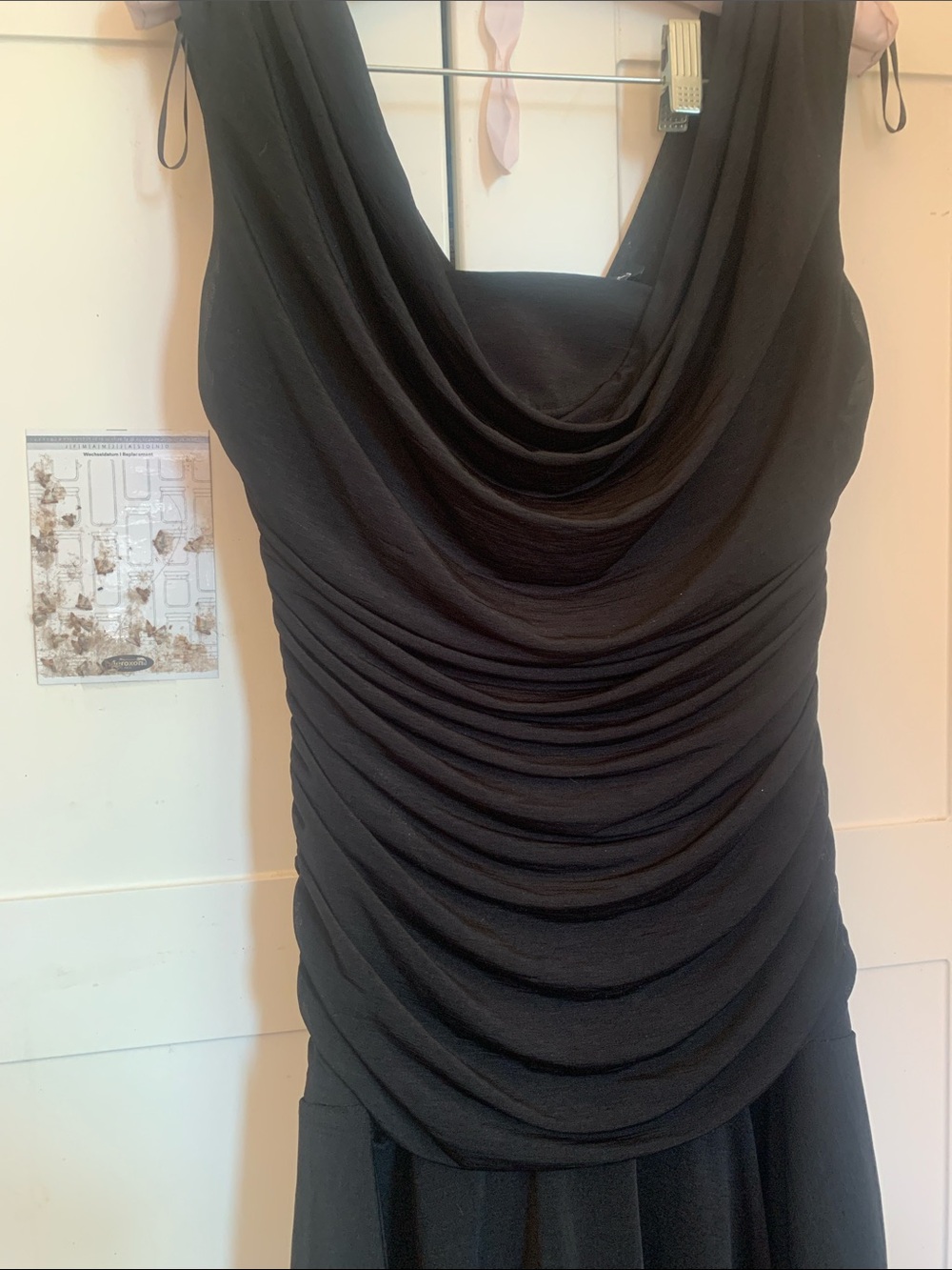 Classic Black Draped Evening Dress